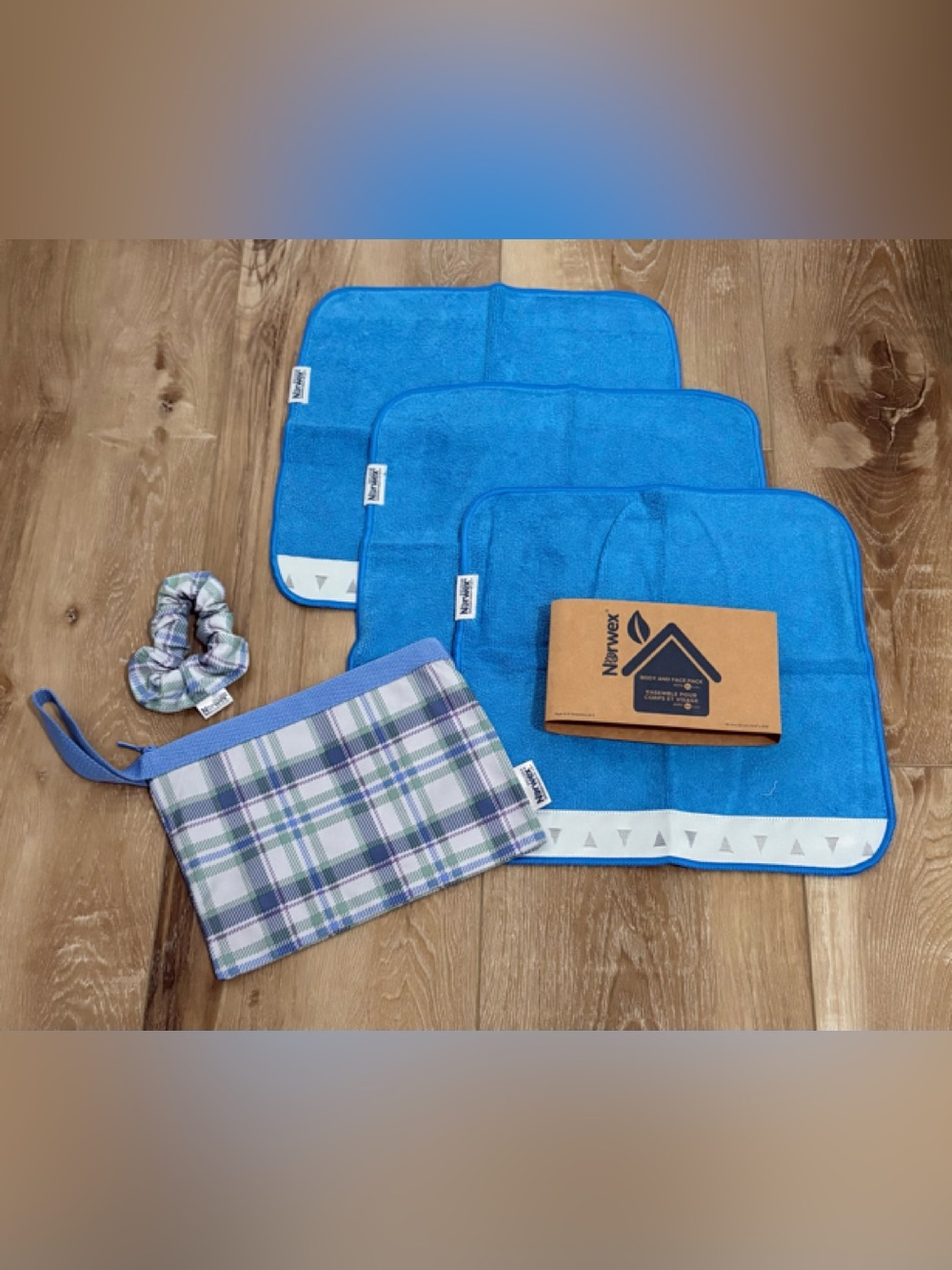 NORWEX BODY AND FACE PACK 3 MARINE WASHCLOTH PACK, WRISTLET, SCRUNCHIE LOT NEW